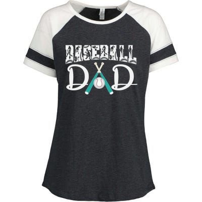 Baseball Dad Design For Father's Day Funny Gift Dad Baseball Cool Gift Enza Ladies Jersey Colorblock Tee