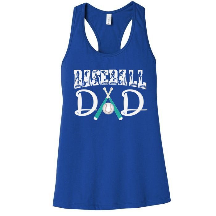 Baseball Dad Design For Father's Day Funny Gift Dad Baseball Cool Gift Women's Racerback Tank