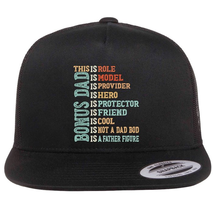 Bonus Dad Definition Is Not A Dad Bod ItS A Father Figure Great Gift Flat Bill Trucker Hat
