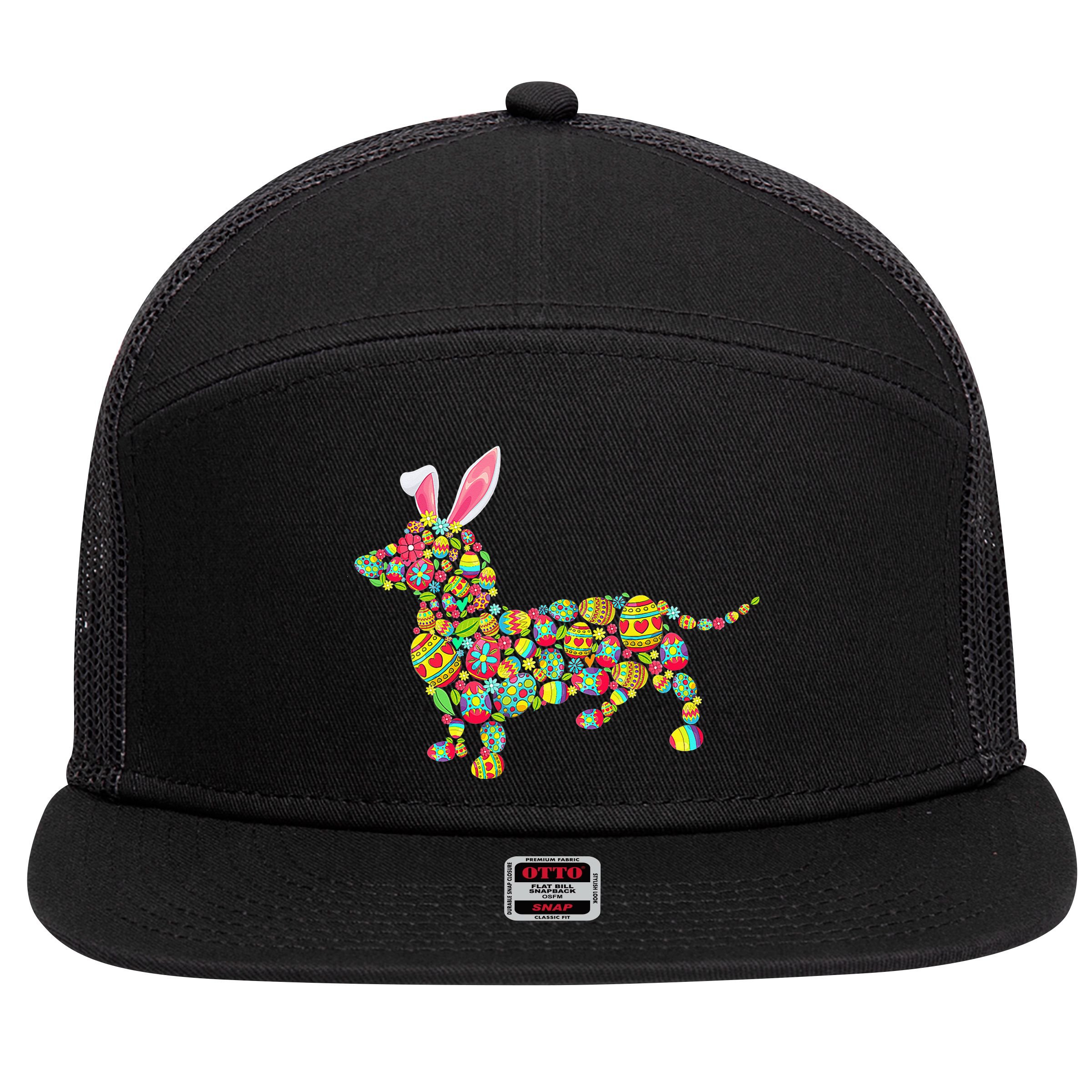 Bunny Dachshund Dog Shape Hunting Eggs 7 Panel Mesh Trucker Snapback Hat