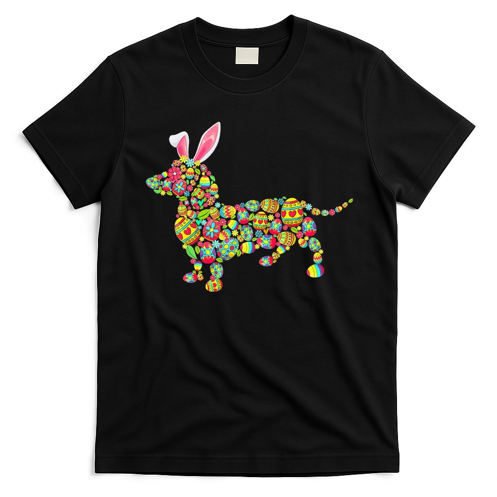 Bunny Dachshund Dog Shape Hunting Eggs T-Shirt