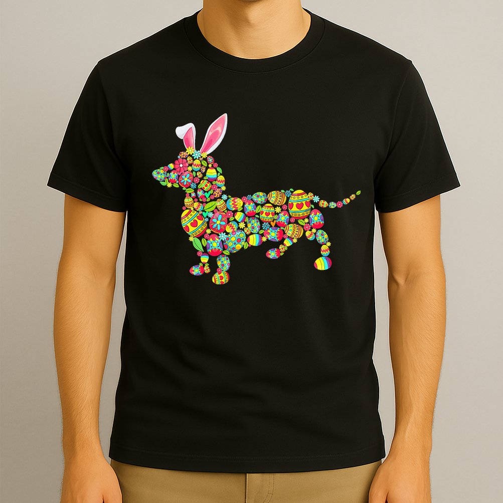 Bunny Dachshund Dog Shape Hunting Eggs T-Shirt