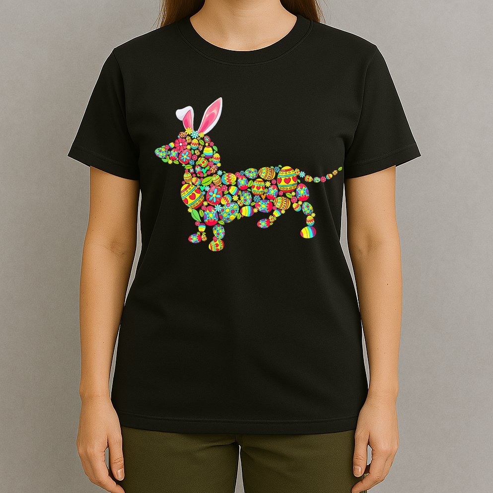 Bunny Dachshund Dog Shape Hunting Eggs T-Shirt