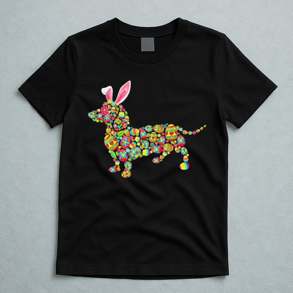 Bunny Dachshund Dog Shape Hunting Eggs T-Shirt