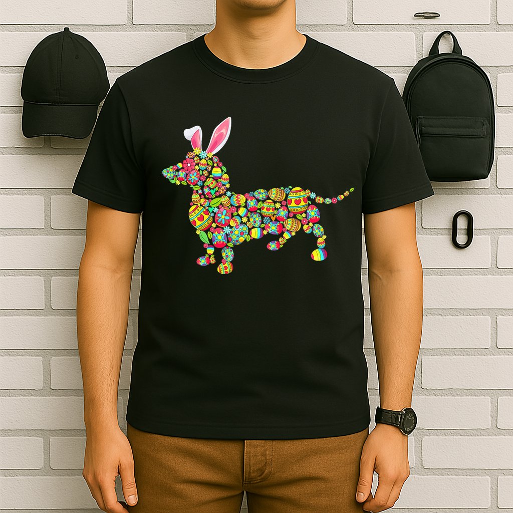 Bunny Dachshund Dog Shape Hunting Eggs T-Shirt