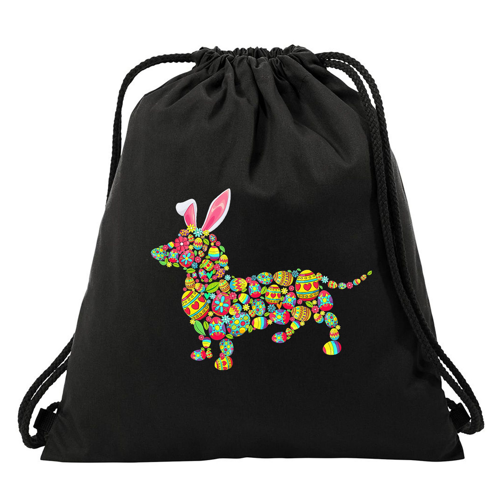 Bunny Dachshund Dog Shape Hunting Eggs Drawstring Bag