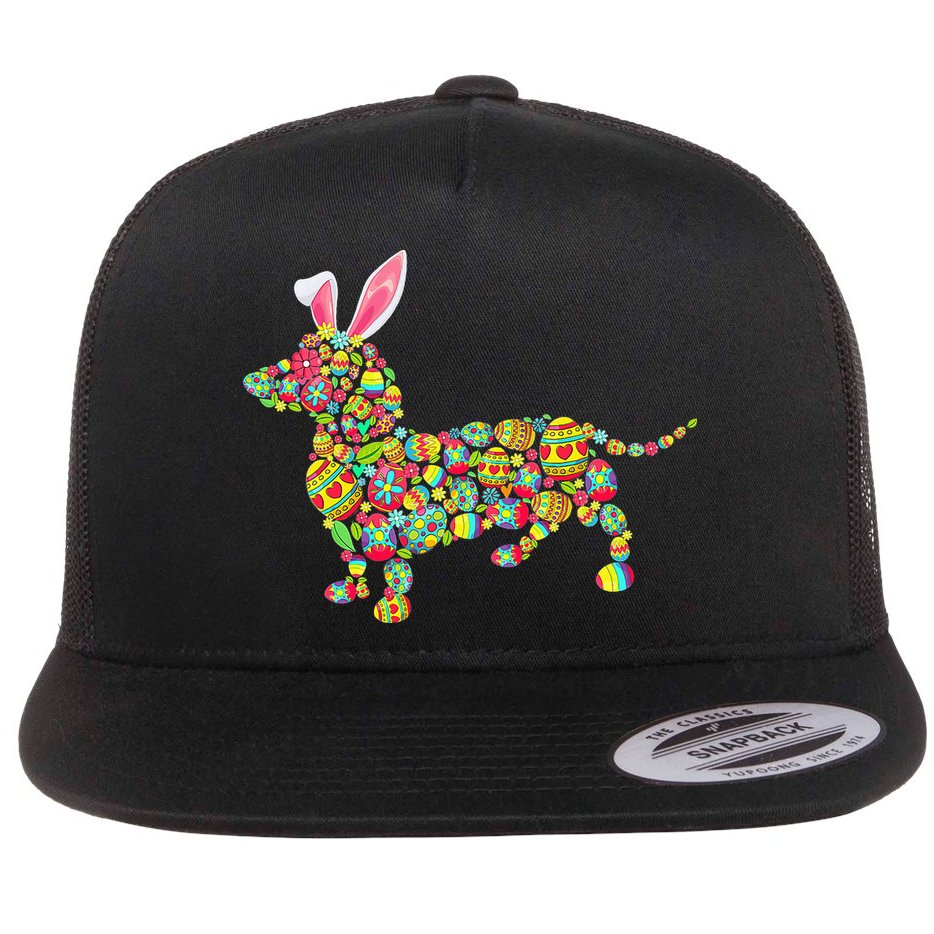 Bunny Dachshund Dog Shape Hunting Eggs Flat Bill Trucker Hat
