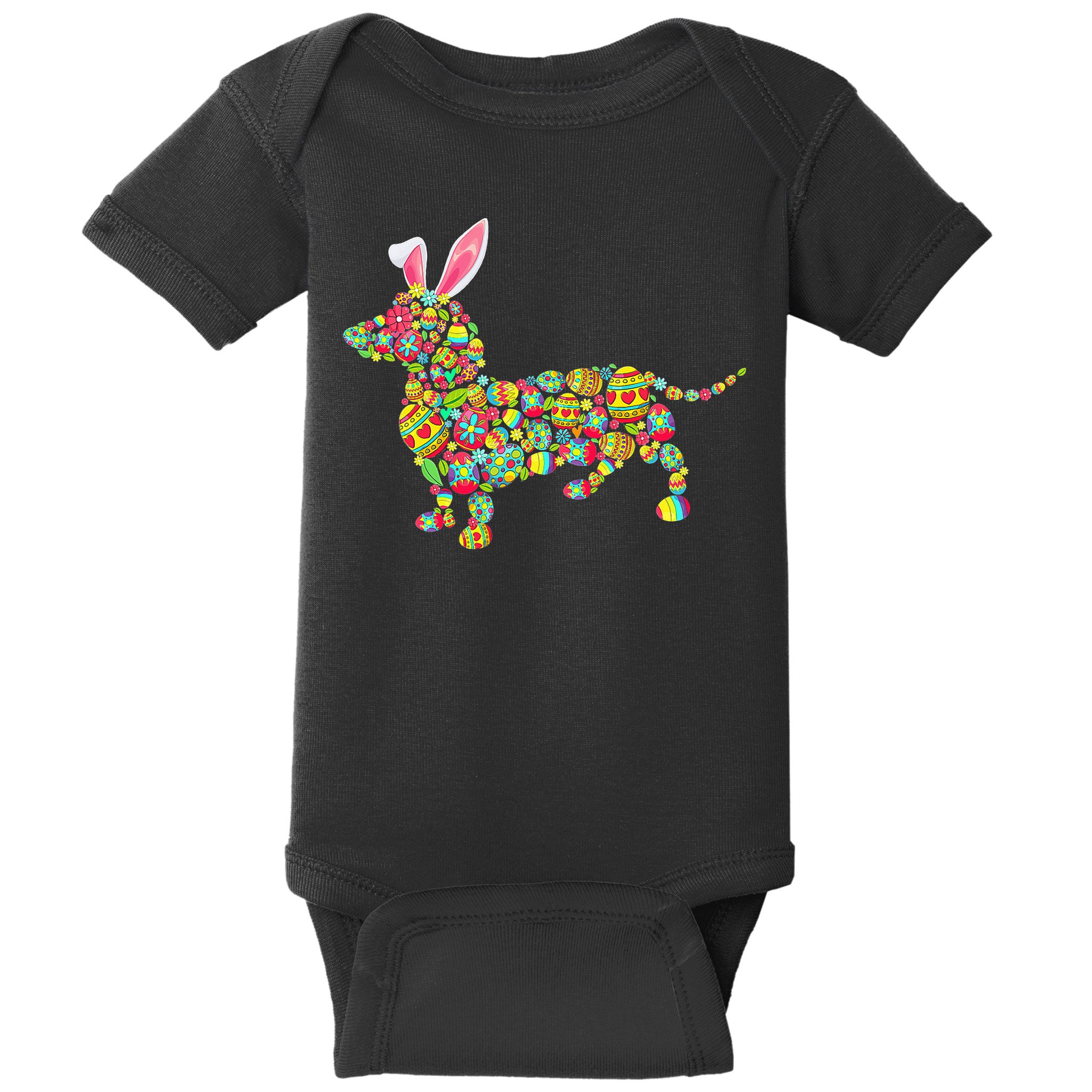 Bunny Dachshund Dog Shape Hunting Eggs Baby Bodysuit
