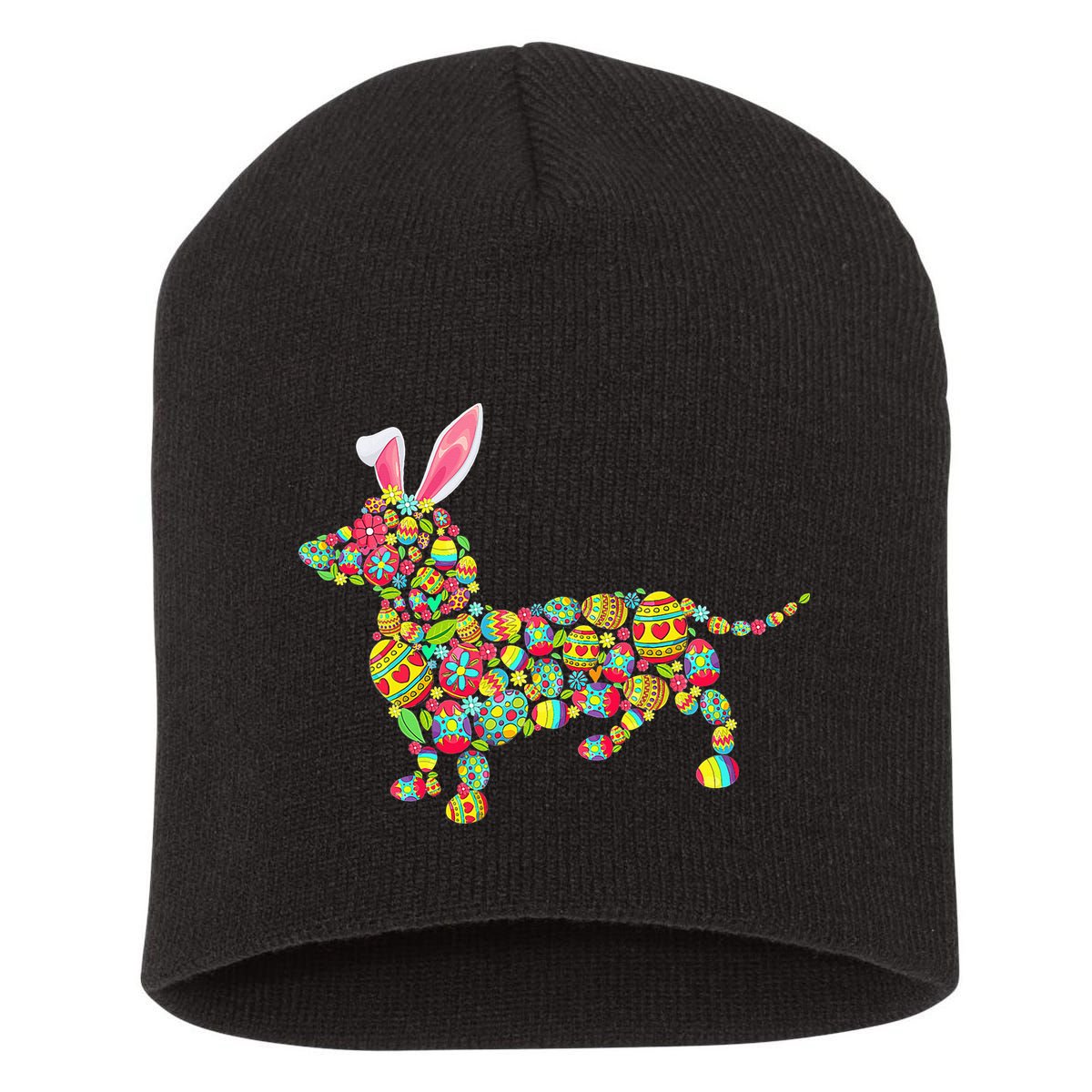 Bunny Dachshund Dog Shape Hunting Eggs Short Acrylic Beanie