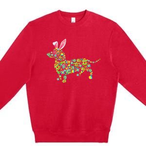 Bunny Dachshund Dog Shape Hunting Eggs Premium Crewneck Sweatshirt