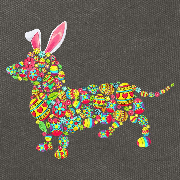 Bunny Dachshund Dog Shape Hunting Eggs Cotton Canvas Backpack