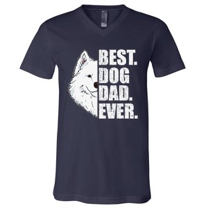 Best Dog Dad Ever Samoyed Dad Fathers Day Gift V-Neck T-Shirt