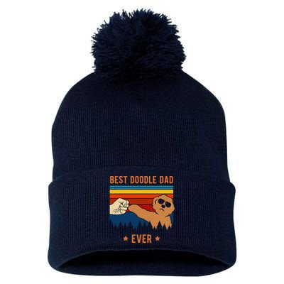 Best Doodle Dad Ever Funny Dog Goldendoodle Labradoodle Pom Pom 12in Knit Beanie