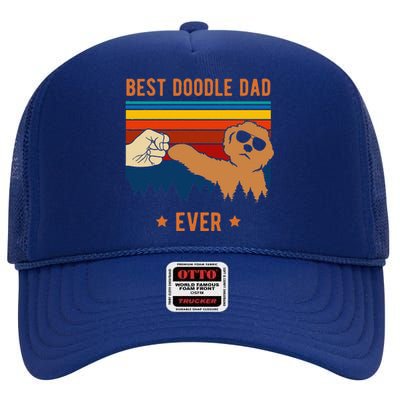 Best Doodle Dad Ever Funny Dog Goldendoodle Labradoodle High Crown Mesh Back Trucker Hat