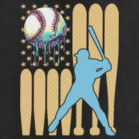 Baseball Drip Dripping Ice Cream Baseball American Flag 7 Panel Mesh Trucker Snapback Hat
