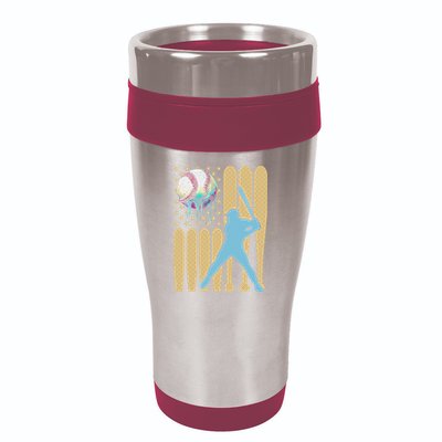Baseball Drip Dripping Ice Cream Baseball American Flag 16oz Travel Tumbler