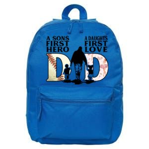 Baseball Dance Dad Sons First Hero Daughter Love Fathers Day Gift 16 in Basic Backpack