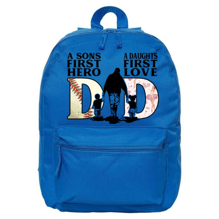 Baseball Dance Dad Sons First Hero Daughter Love Fathers Day Gift 16 in Basic Backpack