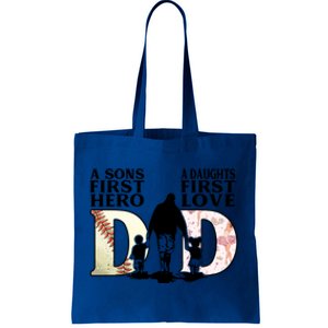 Baseball Dance Dad Sons First Hero Daughter Love Fathers Day Gift Tote Bag