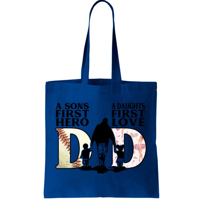 Baseball Dance Dad Sons First Hero Daughter Love Fathers Day Gift Tote Bag