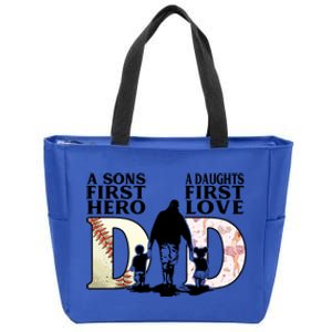 Baseball Dance Dad Sons First Hero Daughter Love Fathers Day Gift Zip Tote Bag