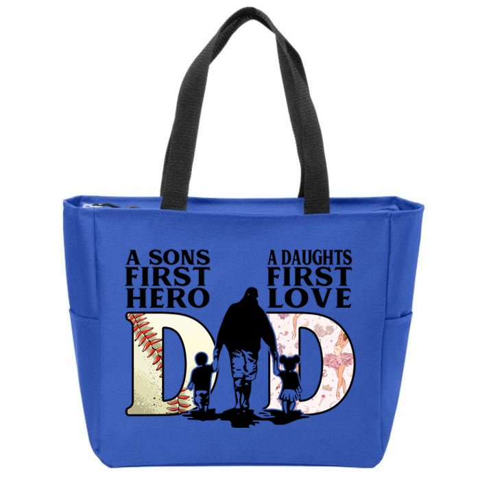 Baseball Dance Dad Sons First Hero Daughter Love Fathers Day Gift Zip Tote Bag