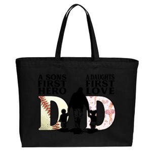 Baseball Dance Dad Sons First Hero Daughter Love Fathers Day Gift Cotton Canvas Jumbo Tote