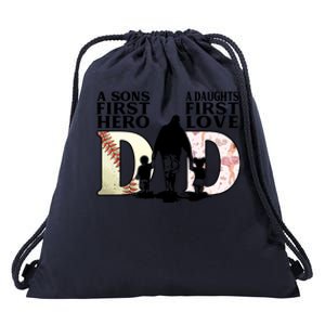 Baseball Dance Dad Sons First Hero Daughter Love Fathers Day Gift Drawstring Bag