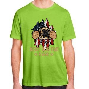 Best Dog Dad Ever Bullmastiff Dog American Flag 4th Of July Adult ChromaSoft Performance T-Shirt