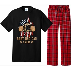 Best Dog Dad Ever Bullmastiff Dog American Flag 4th Of July Pajama Set