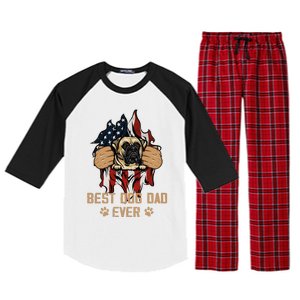 Best Dog Dad Ever Bullmastiff Dog American Flag 4th Of July Raglan Sleeve Pajama Set