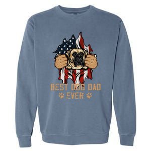 Best Dog Dad Ever Bullmastiff Dog American Flag 4th Of July Garment-Dyed Sweatshirt