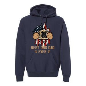 Best Dog Dad Ever Bullmastiff Dog American Flag 4th Of July Premium Hoodie