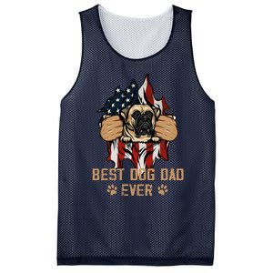 Best Dog Dad Ever Bullmastiff Dog American Flag 4th Of July Mesh Reversible Basketball Jersey Tank