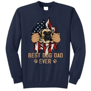 Best Dog Dad Ever Bullmastiff Dog American Flag 4th Of July Tall Sweatshirt