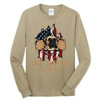 Best Dog Dad Ever Bullmastiff Dog American Flag 4th Of July Tall Long Sleeve T-Shirt