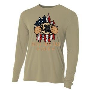 Best Dog Dad Ever Bullmastiff Dog American Flag 4th Of July Cooling Performance Long Sleeve Crew