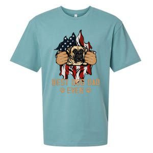 Best Dog Dad Ever Bullmastiff Dog American Flag 4th Of July Sueded Cloud Jersey T-Shirt