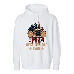 Best Dog Dad Ever Bullmastiff Dog American Flag 4th Of July Garment-Dyed Fleece Hoodie