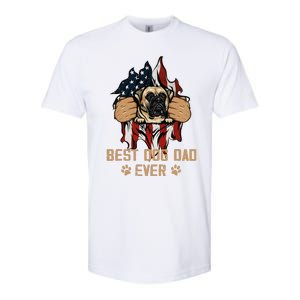 Best Dog Dad Ever Bullmastiff Dog American Flag 4th Of July Softstyle CVC T-Shirt