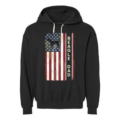 Beagle Dad Dog American Flag Fathers Day Gifts Men Garment-Dyed Fleece Hoodie