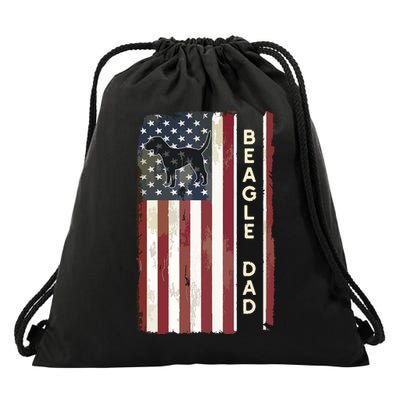 Beagle Dad Dog American Flag Fathers Day Gifts Men Drawstring Bag