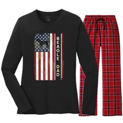 Beagle Dad Dog American Flag Fathers Day Gifts Men Women's Long Sleeve Flannel Pajama Set 