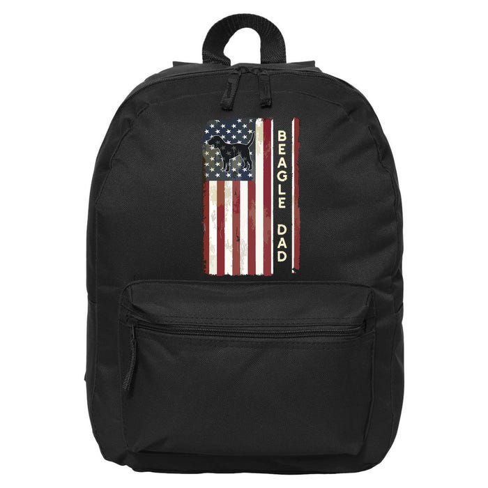 Beagle Dad Dog American Flag Fathers Day Gifts Men 16 in Basic Backpack