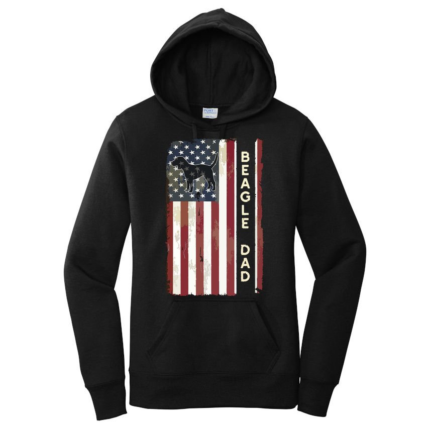 Beagle Dad Dog American Flag Fathers Day Gifts Men Women's Pullover Hoodie