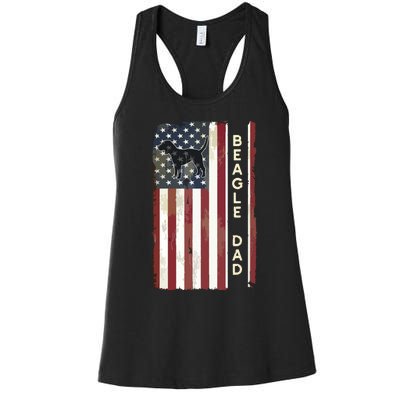 Beagle Dad Dog American Flag Fathers Day Gifts Men Women's Racerback Tank