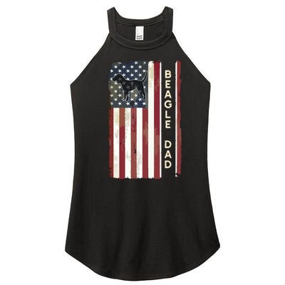 Beagle Dad Dog American Flag Fathers Day Gifts Men Women’s Perfect Tri Rocker Tank