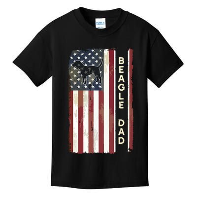 Beagle Dad Dog American Flag Fathers Day Gifts Men Kids T-Shirt