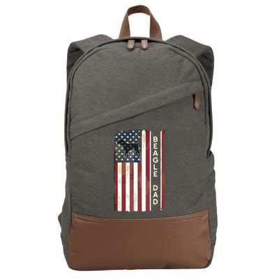 Beagle Dad Dog American Flag Fathers Day Gifts Men Cotton Canvas Backpack