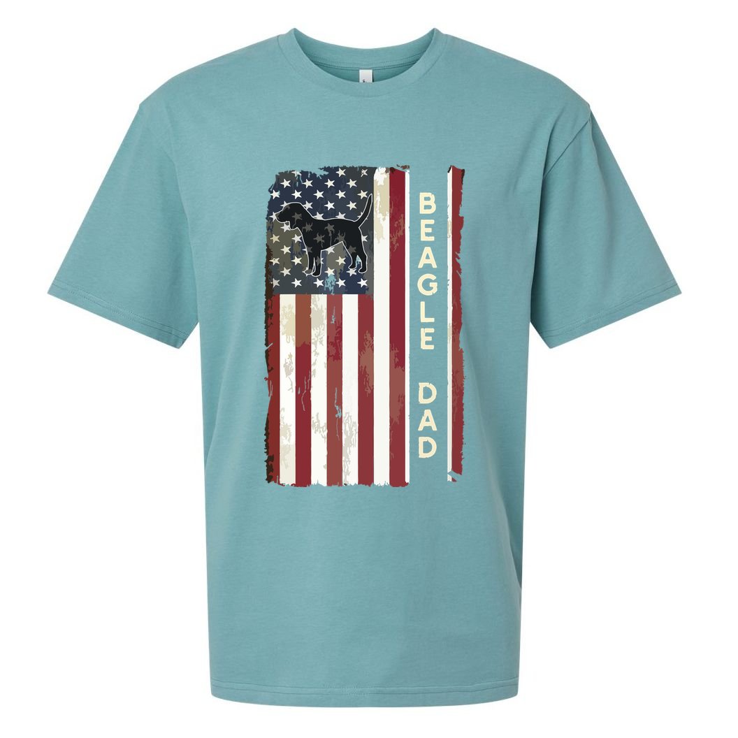 Beagle Dad Dog American Flag Fathers Day Gifts Men Sueded Cloud Jersey T-Shirt
